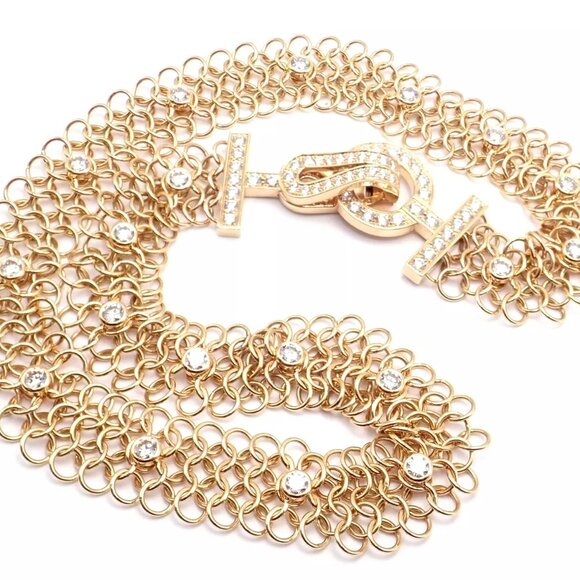 Authentic! Cartier Agrafe 18k Rose Gold Diamond Link Bracelet Size 17 Paper - Picture 6 of 12